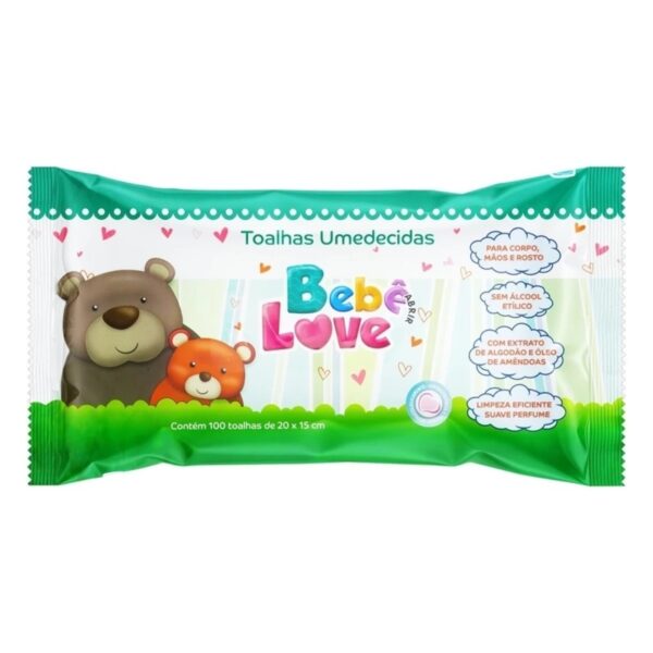 TOALHAS UMEDECIDAS BEBÊ LOVE 100 UNIDADES
